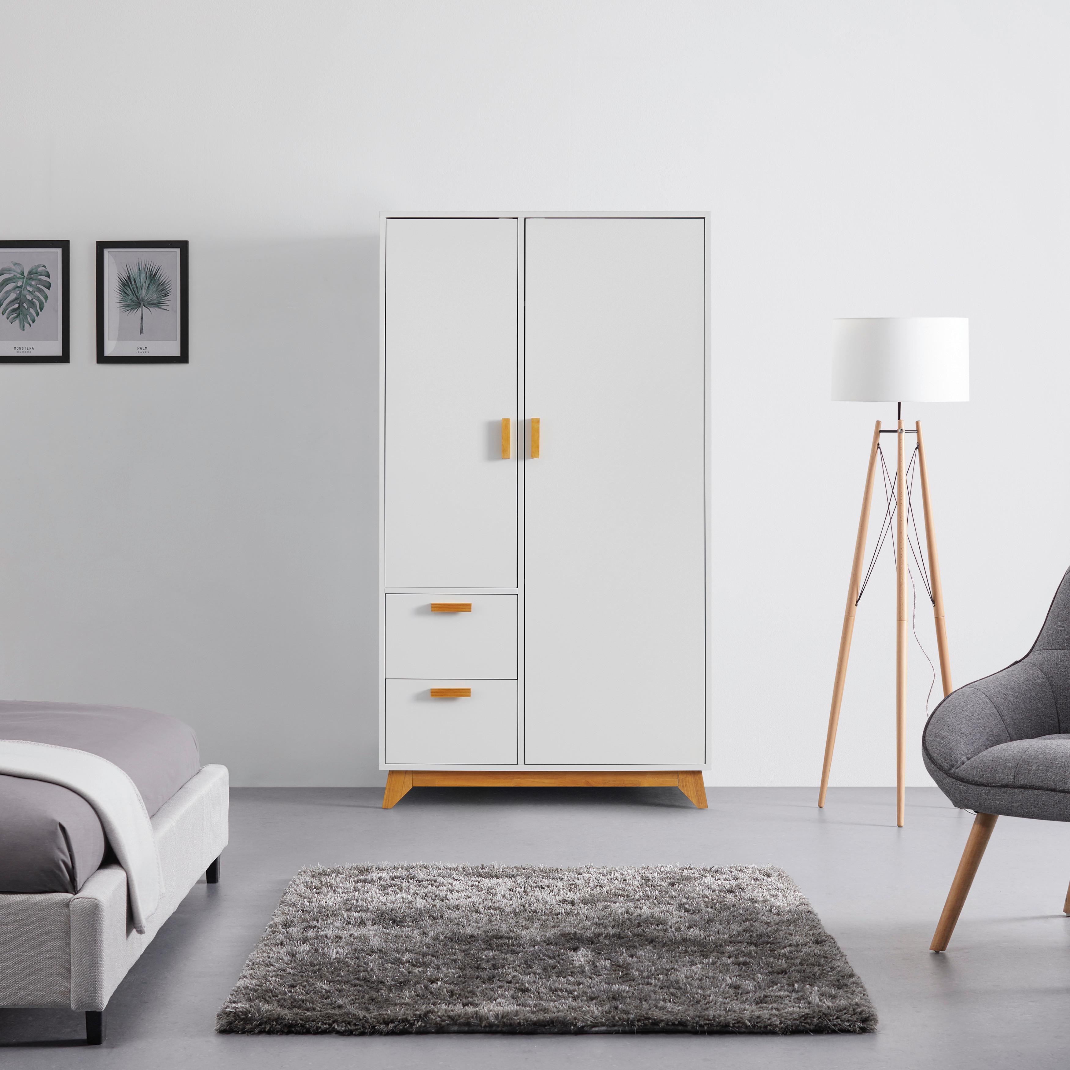 Šatná skriňa MILAN 100cm - biela/prírodná farba, Modern, drevo (100/180/52cm) - Modern Living