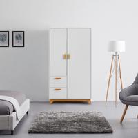Šatná skriňa MILAN 100cm - biela/prírodná farba, Modern, drevo (100/180/52cm) - Modern Living