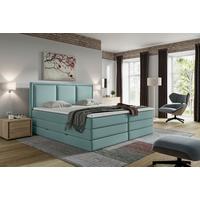 Boxspringbett Mit Topper & Bettkasten 200x200 Swing - Türkis, Design, Holzwerkstoff/Textil (200/200cm) - MID.YOU