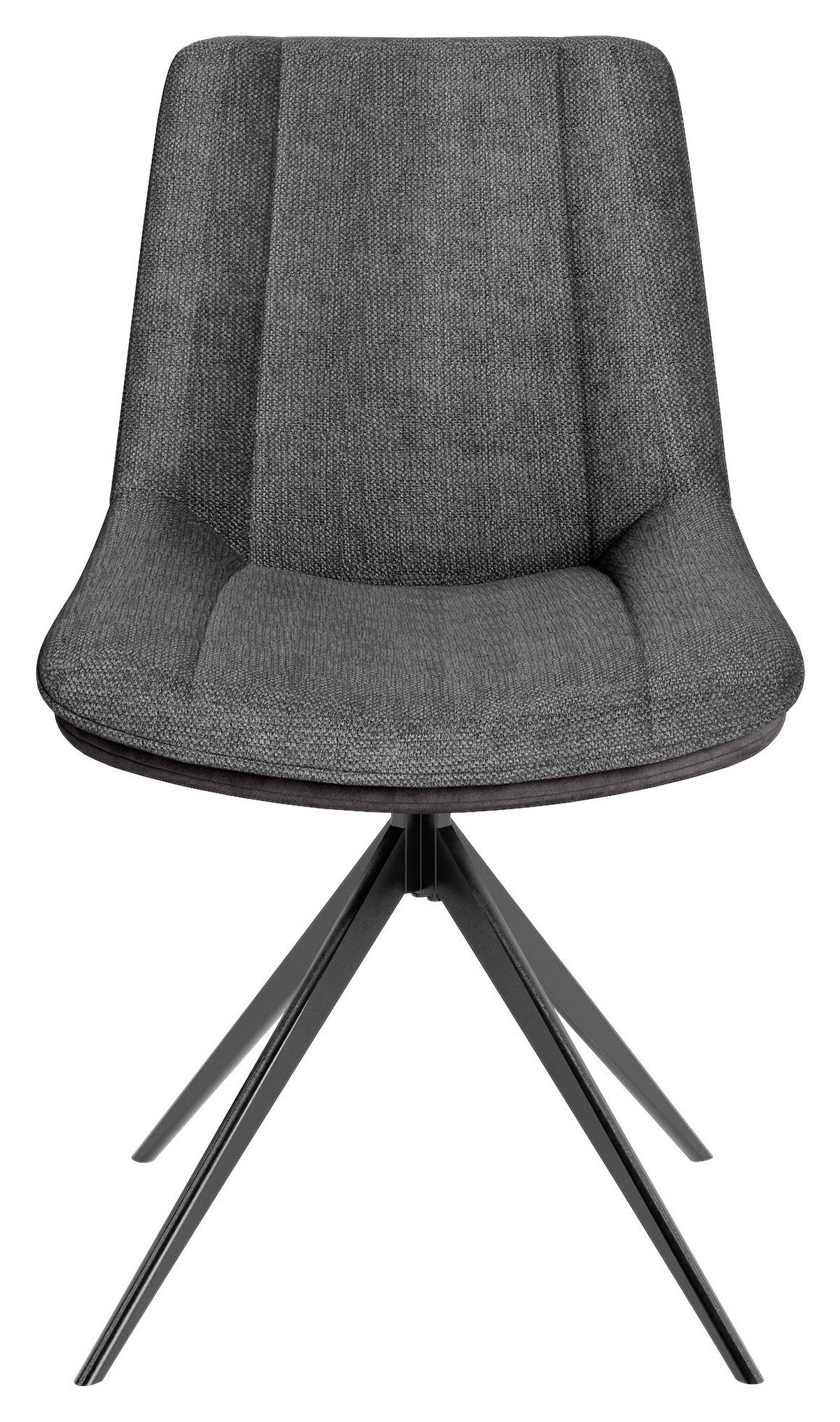 Stuhl-set Phoenix - Dunkelgrau/Schwarz, MODERN, Textil/Metall (50/88/62cm) - MID.YOU