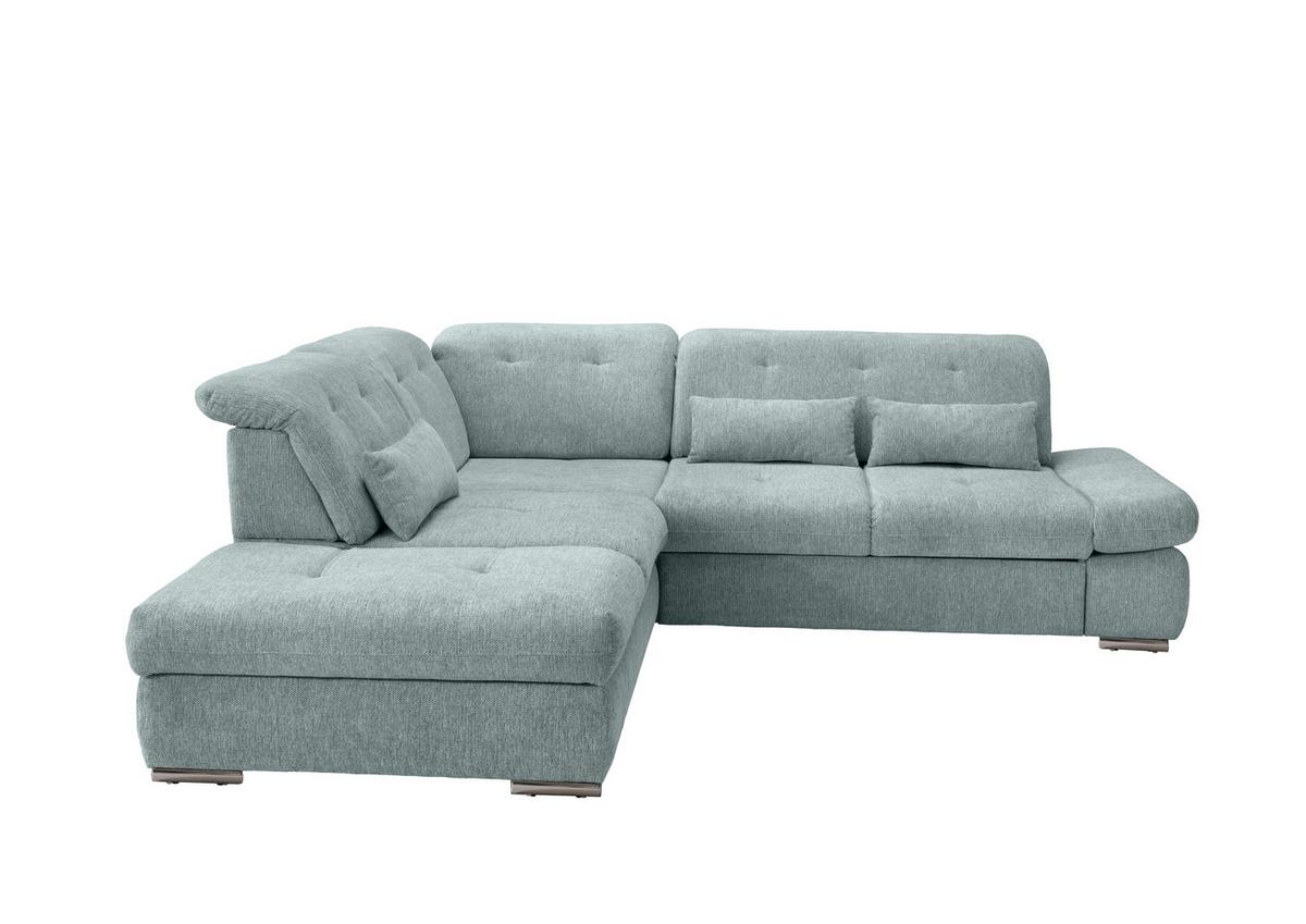 Ecksofa Dalida Mintgrün S: 254x280 cm - Chromfarben/Mintgrün, Design, Textil (254/280cm) - Livetastic