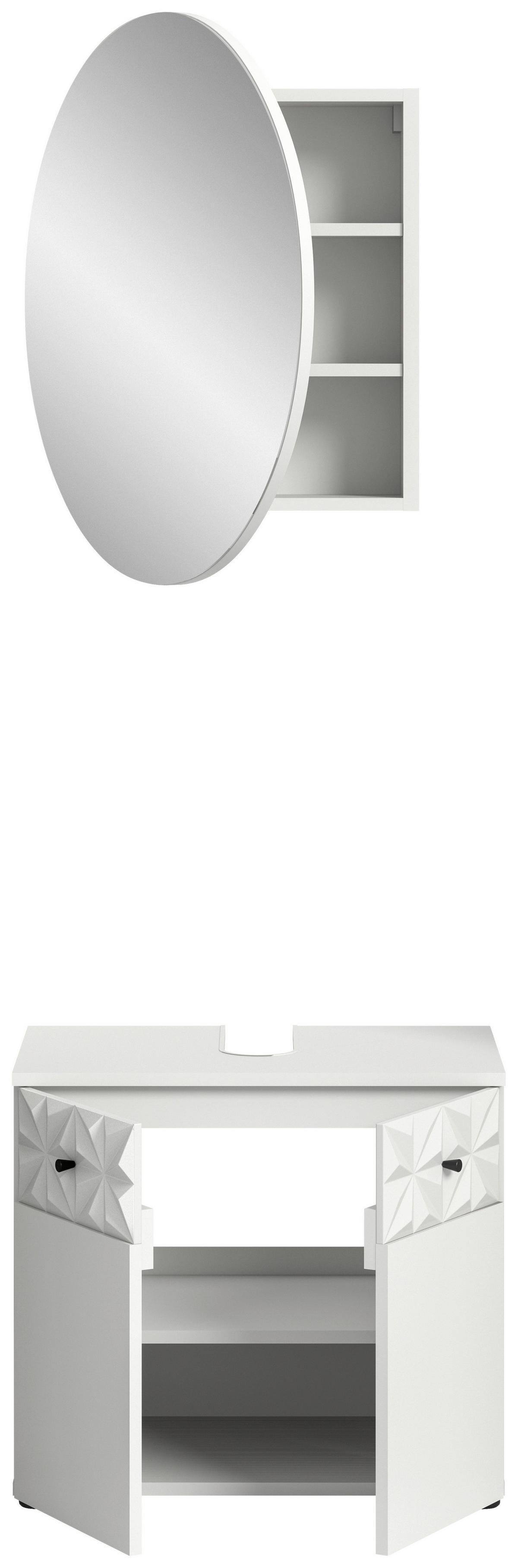 Badezimmer Prisma, Schwarz/Weiß K: 60 cm - Schwarz/Weiß, MODERN, Glas/Holzwerkstoff (60cm) - MID.YOU