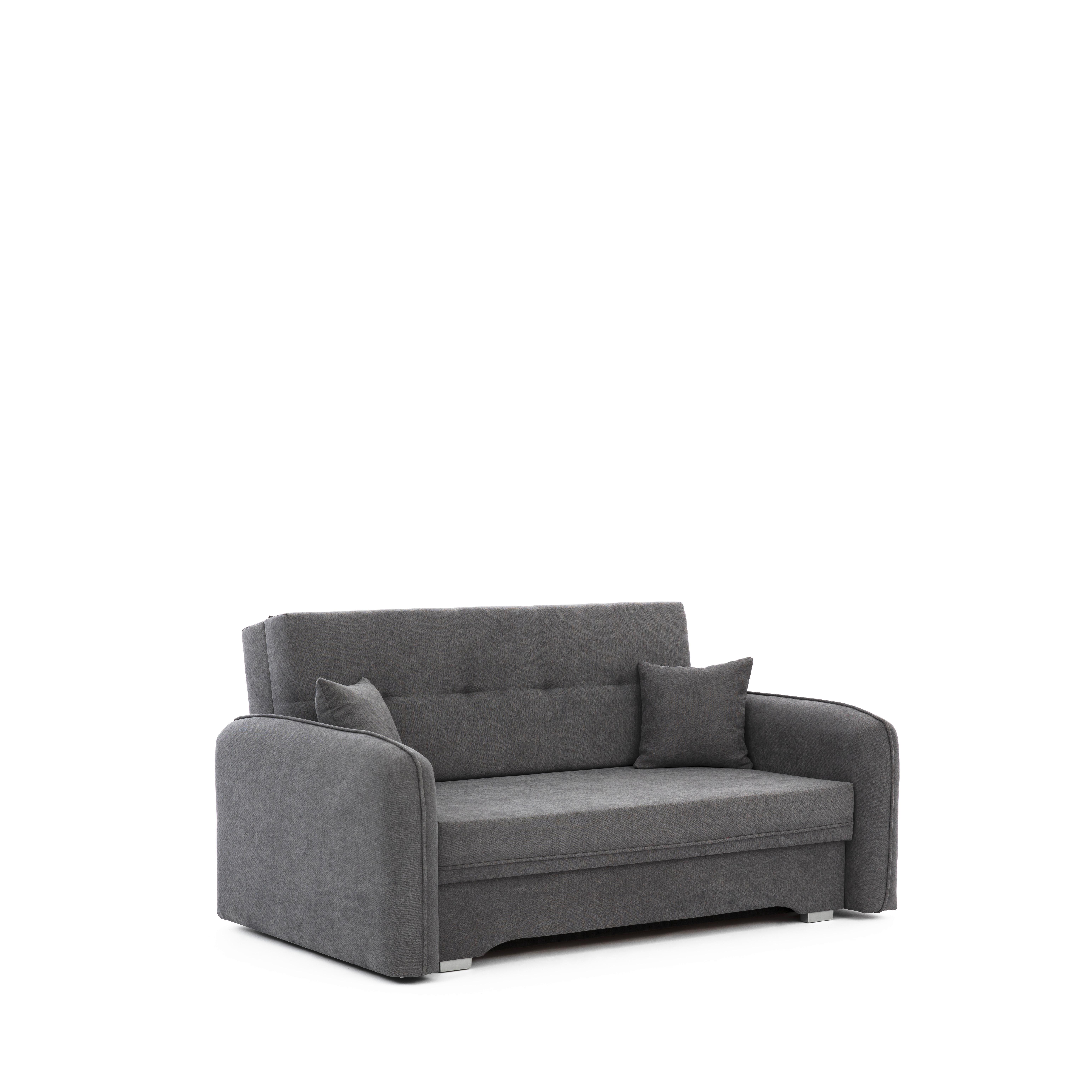 Schlafsofa Laine Grau, B: 155 cm - Silberfarben/Grau, Design, Textil (155/105/75cm) - MID.YOU