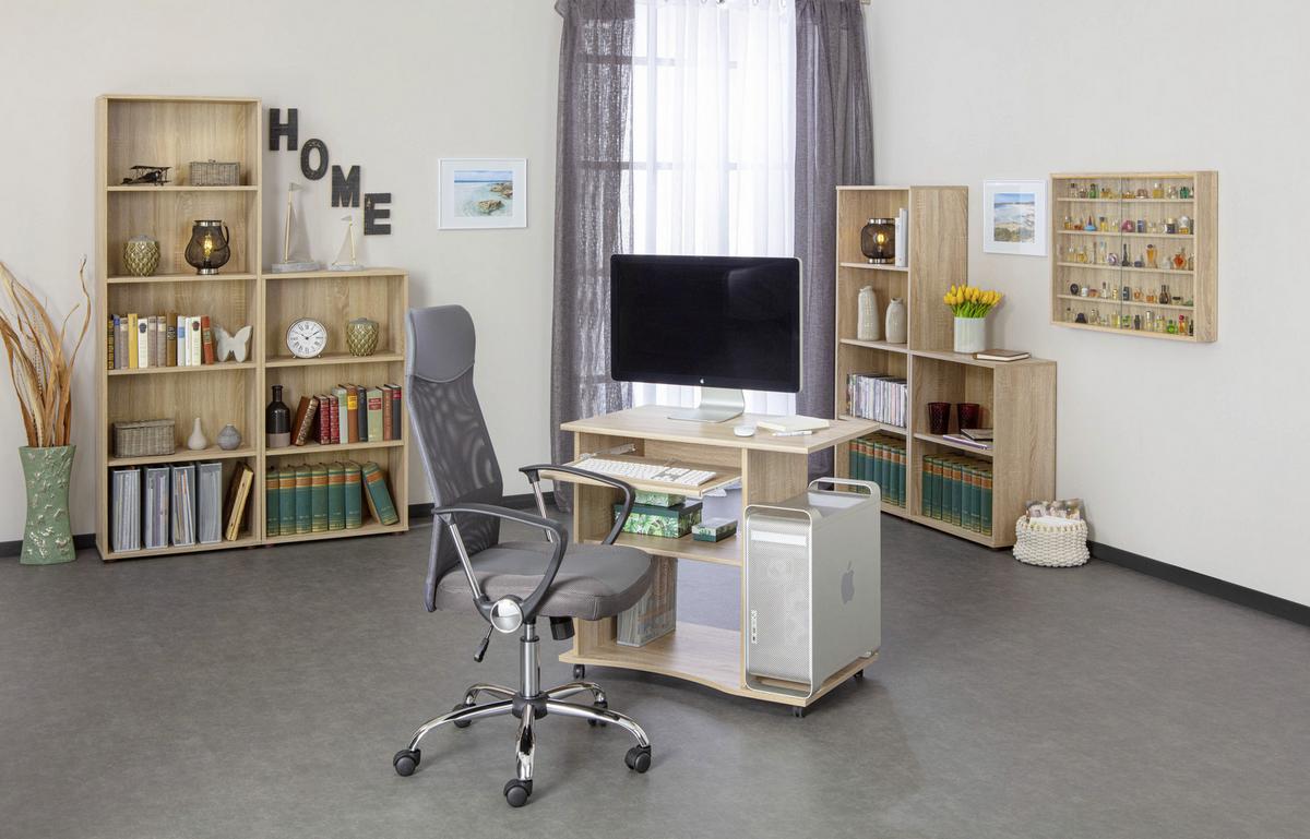 Computertisch mit Auszug B 80 cm H 75 cm Durini, Eiche Dekor - Sonoma Eiche, KONVENTIONELL, Holzwerkstoff/Kunststoff (80/50/75cm) - MID.YOU