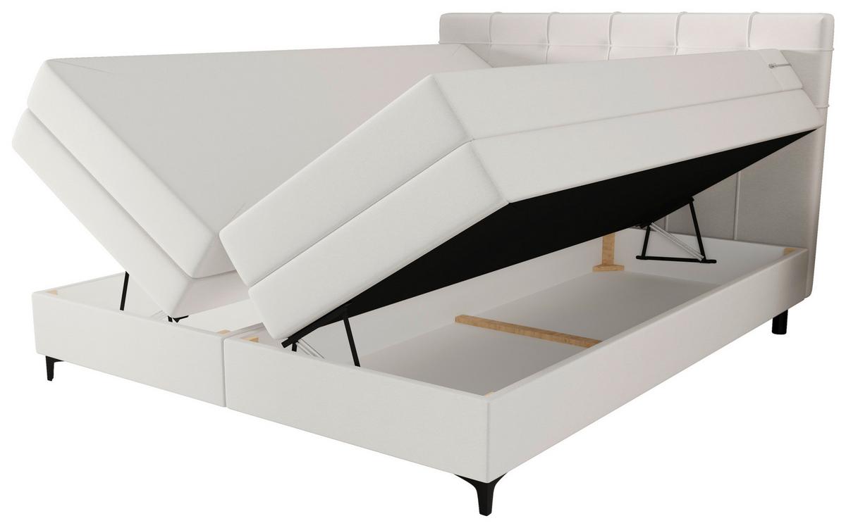 Boxspringbett Mitto mit Topper 180x200 cm - Champagner/Schwarz, KONVENTIONELL, Textil/Metall (180/200cm)