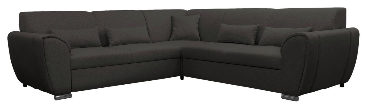Ecksofa Mit Schlaffunktion Delux Anthrazit Rücken Echt - Anthrazit/Silberfarben, Design, Textil (266/266cm) - Livetastic