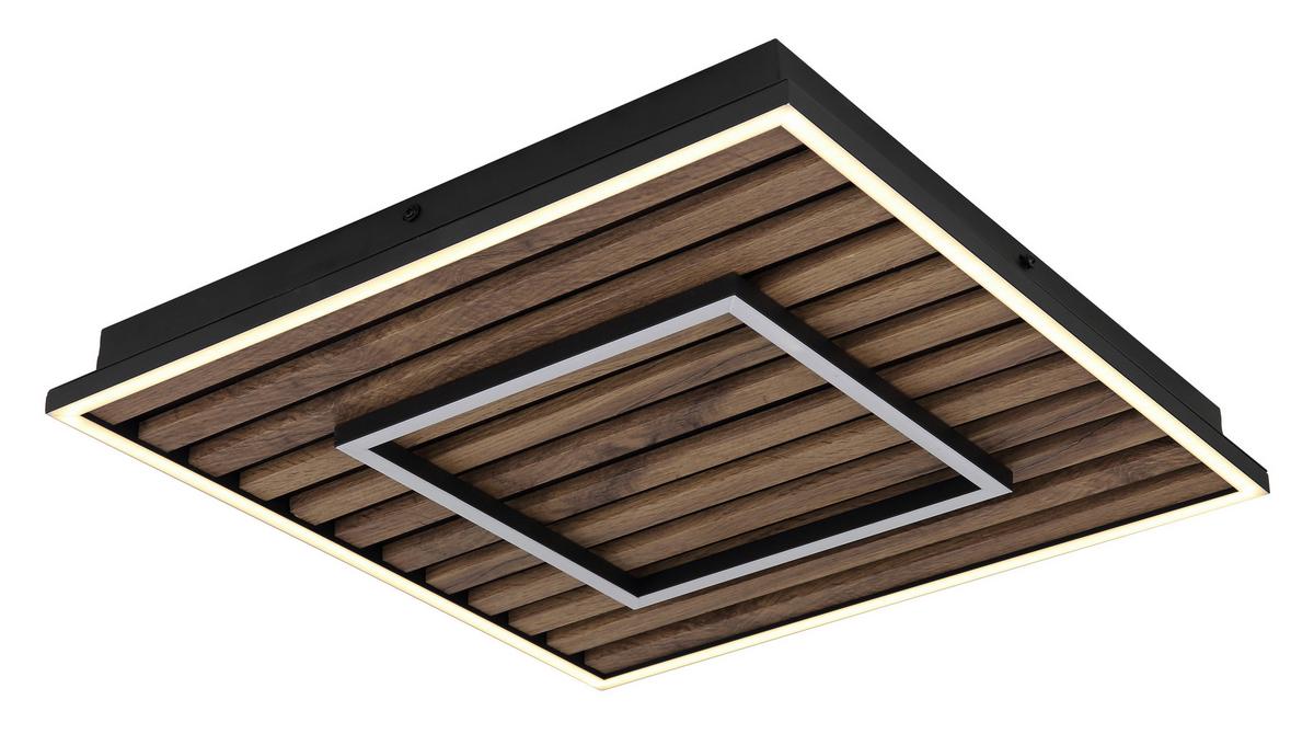 Led-deckenleuchte 67345d1 Woody - Dunkelbraun/Schwarz, Natur, Holzwerkstoff/Kunststoff (45/45/6cm) - Globo