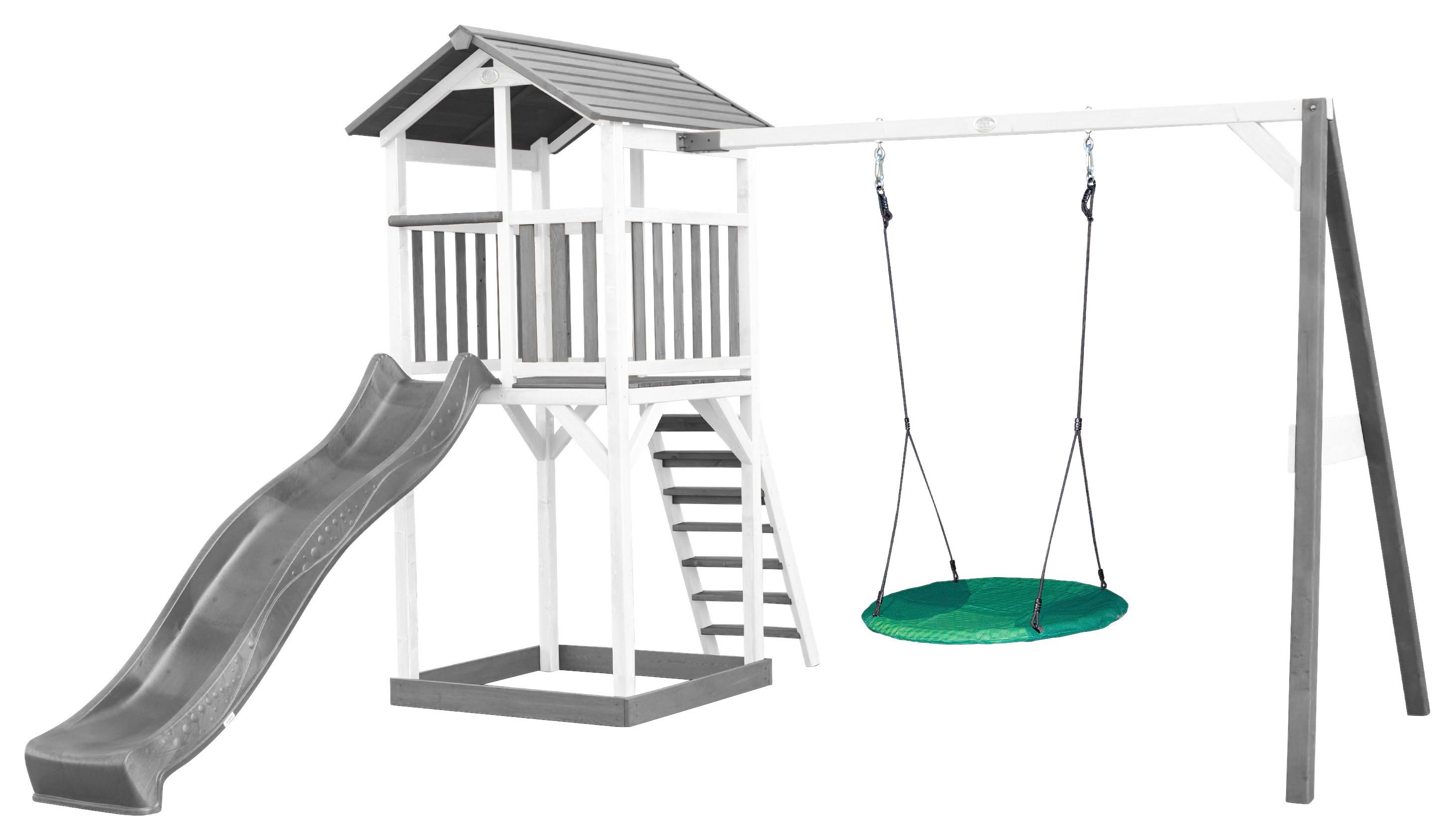 Spielturm A025.123.82 - Weiß/Grau, KONVENTIONELL, Holz/Kunststoff (356,6/241,9/349cm) - Ambia Garden