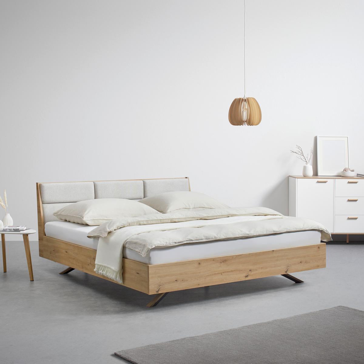 Manželská posteľ Dormio, šampanská/dekor dub 180x200 - čierna/šampanská, Modern, kov/drevo (180/200cm) - Bessagi Home