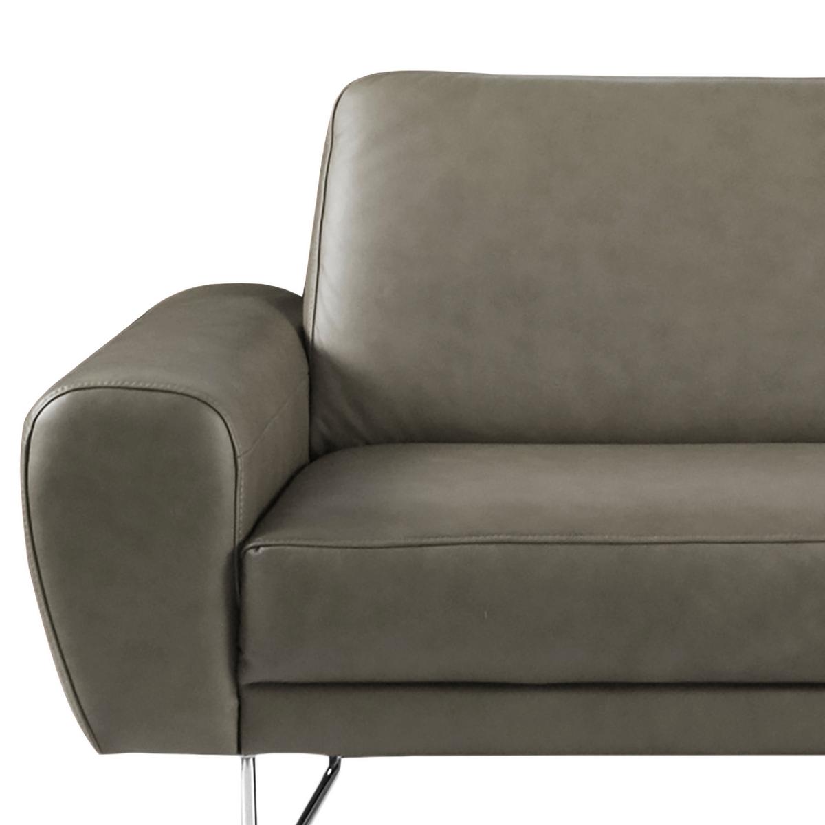 2-Sitzer-Sofa Spring Grau Chrom B: 177 cm - Chromfarben/Grau, Design, Leder (177/85/92cm) - Livetastic