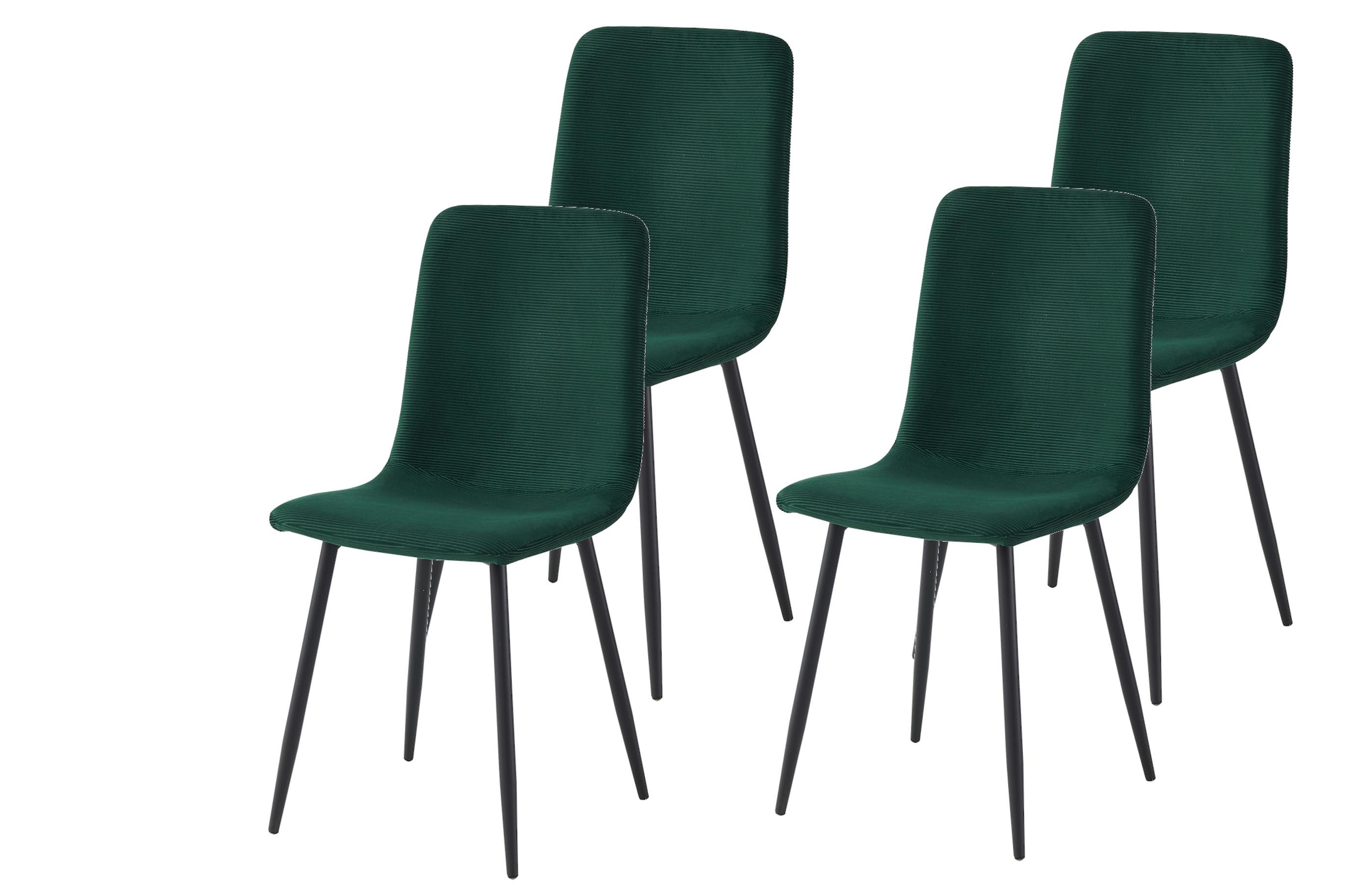 STUHL-SET LEIPZIG S 4ER-SET - Dunkelgrün/Schwarz, MODERN, Textil/Metall (44/92/54cm) - P & B