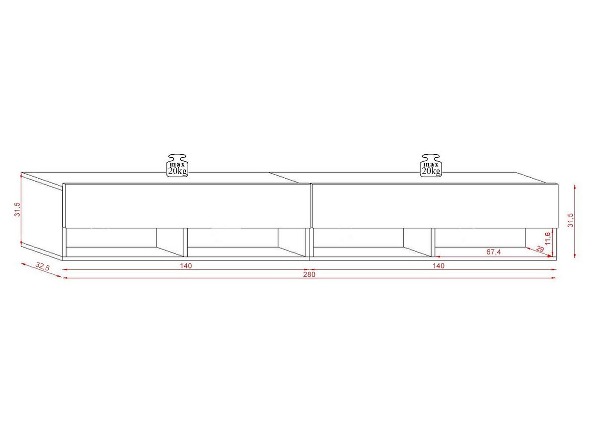 Lowboard Derby 280 - Alteiche/Dunkelgrau, Design, Holzwerkstoff (280/31,5/32,5cm) - Livetastic