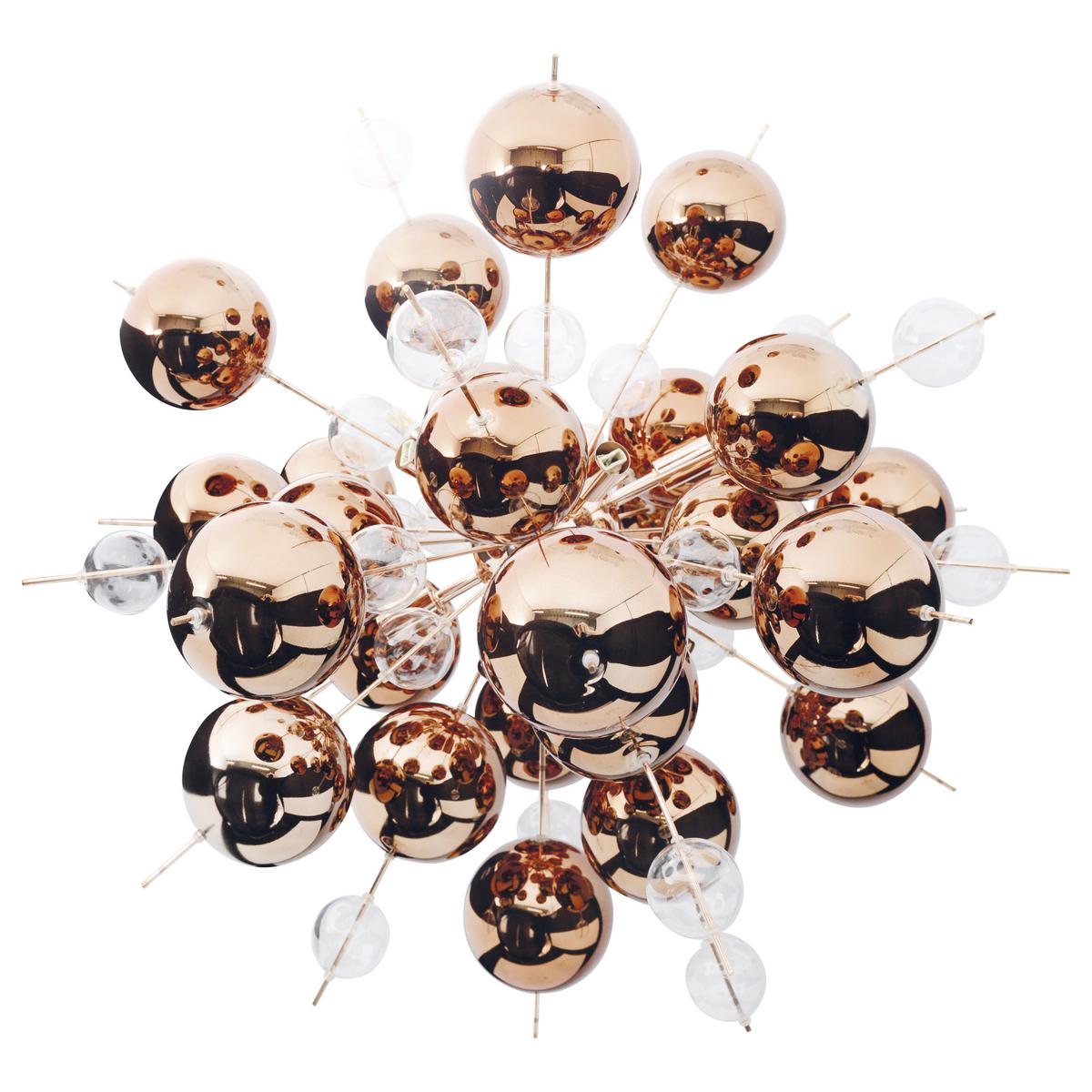 Hängeleuchte Explosion H:150cm 10-Flammig, Kronleuchter - Klar/Kupferfarben, Trend, Glas/Metall (65/150cm) - Näve