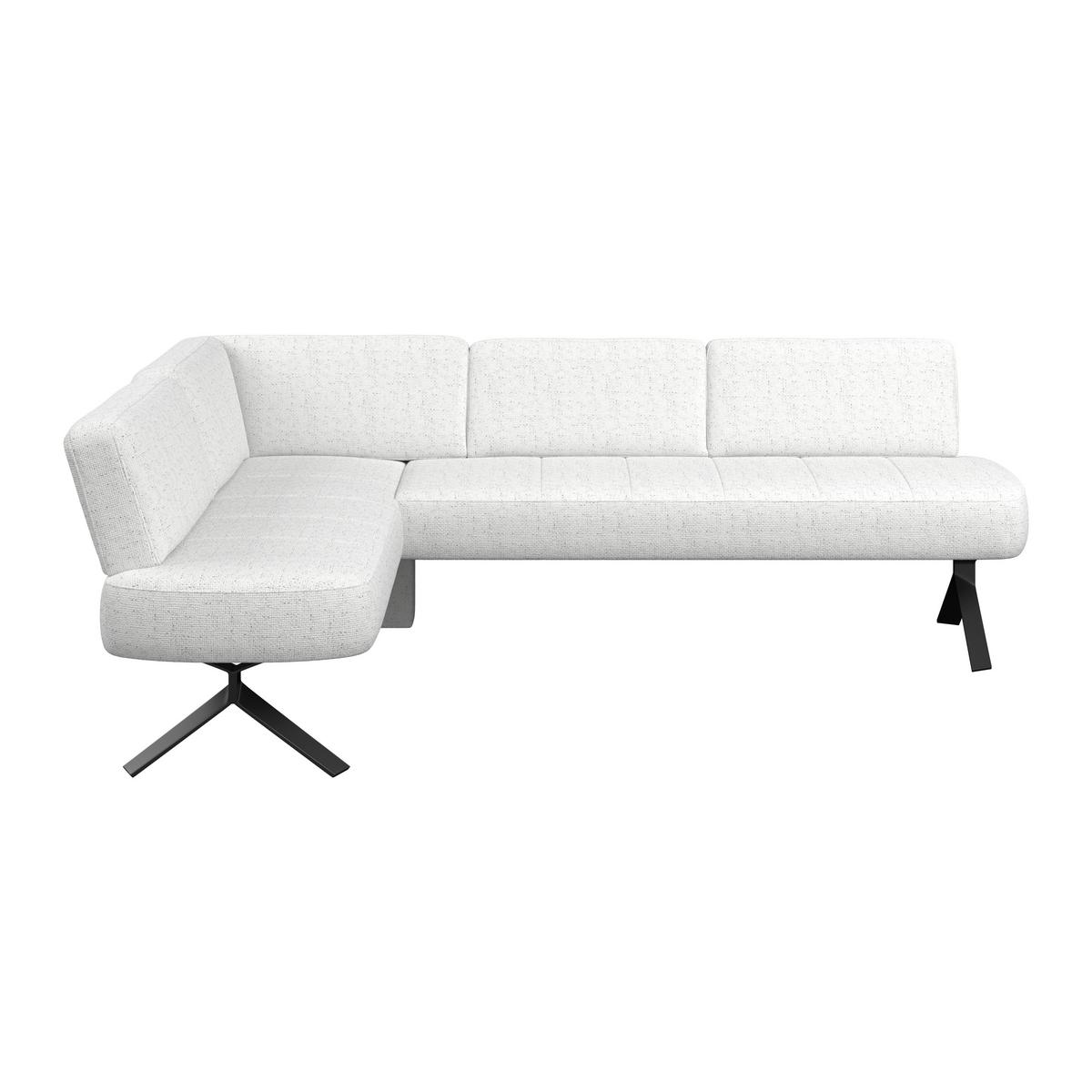 Eckbank weiß/Metallbeine Ulmo 176x248cm - Schwarz/Weiß, MODERN, Textil/Metall (176/248cm)