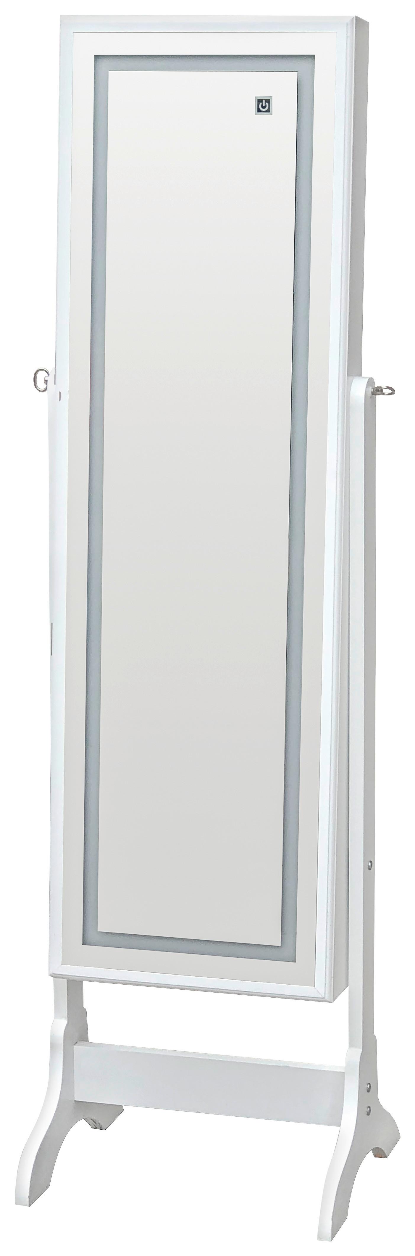 Schmuckschrank Miri Weiß H: 148 cm Stehend, Spiegel + Led