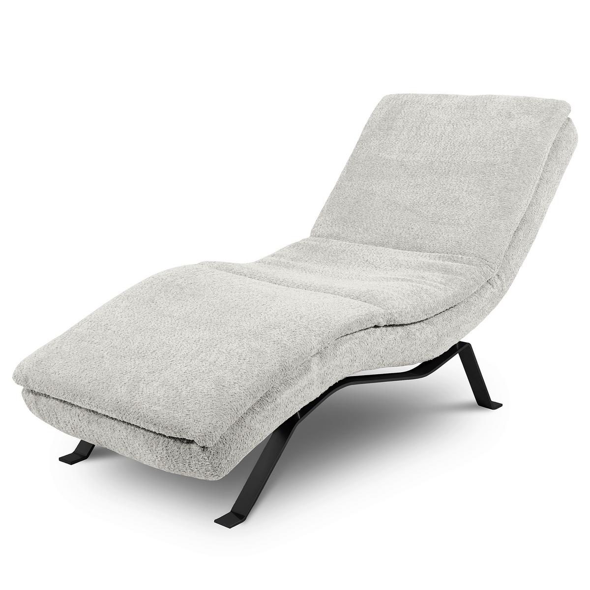 Relaxliege Black Hellgrau, B: 65cm - Hellgrau/Schwarz, Design, Leder (65/95/171cm) - Celina Home
