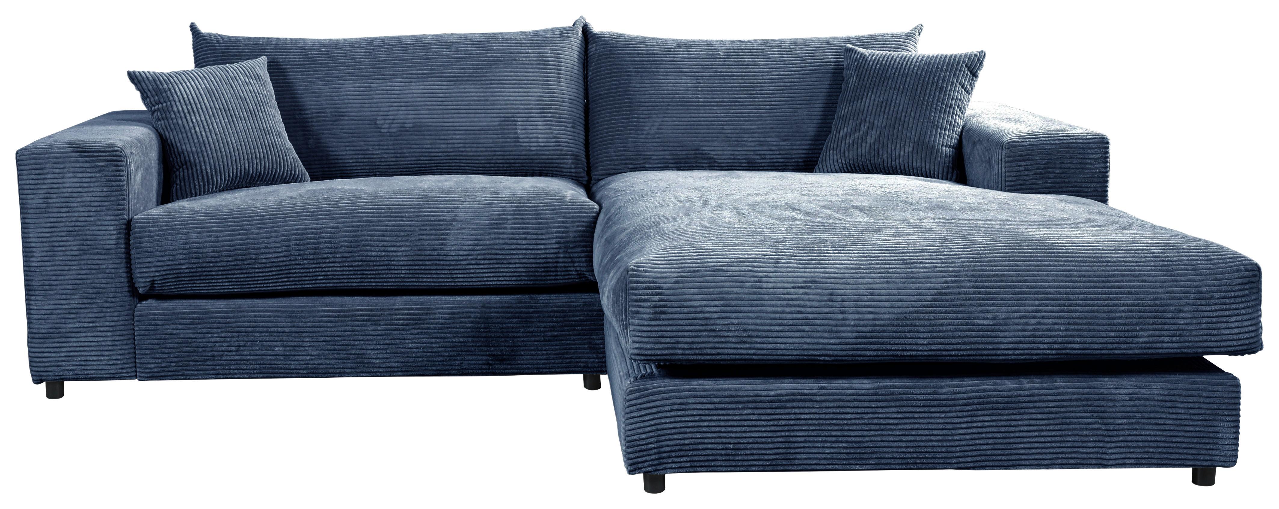 Ecksofa Funny S Rechts Blau S: 265x180 cm - Blau/Schwarz, Basics, Textil (265/180cm) - Livetastic