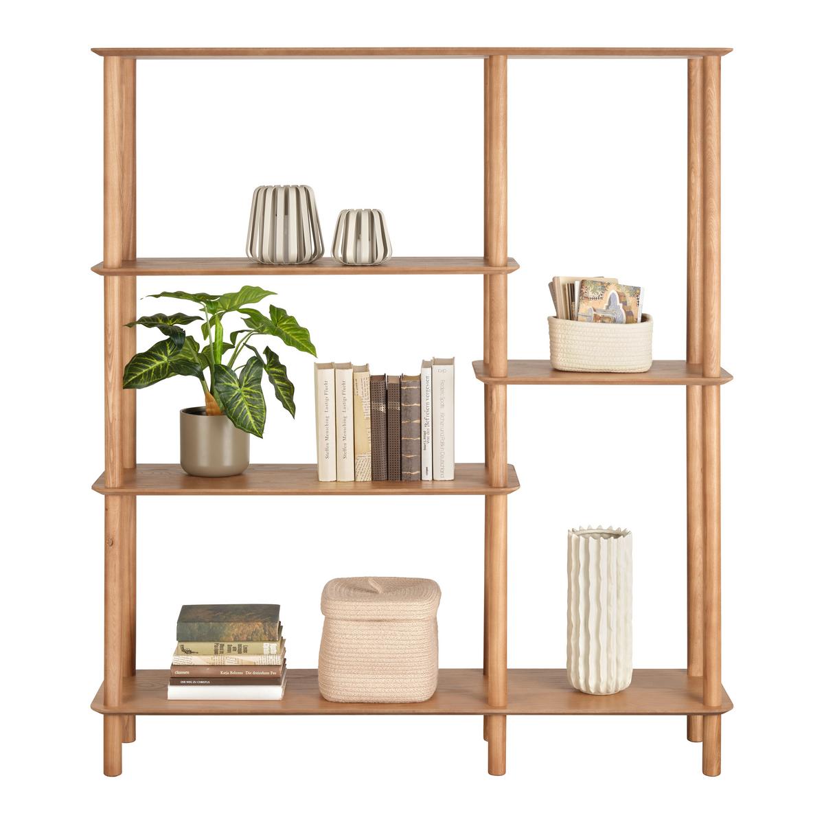 Regál MATS, přírodní barvy - přírodní barvy, Moderní, dřevo/kompozitní dřevo (120/140/30cm) - Premium Living