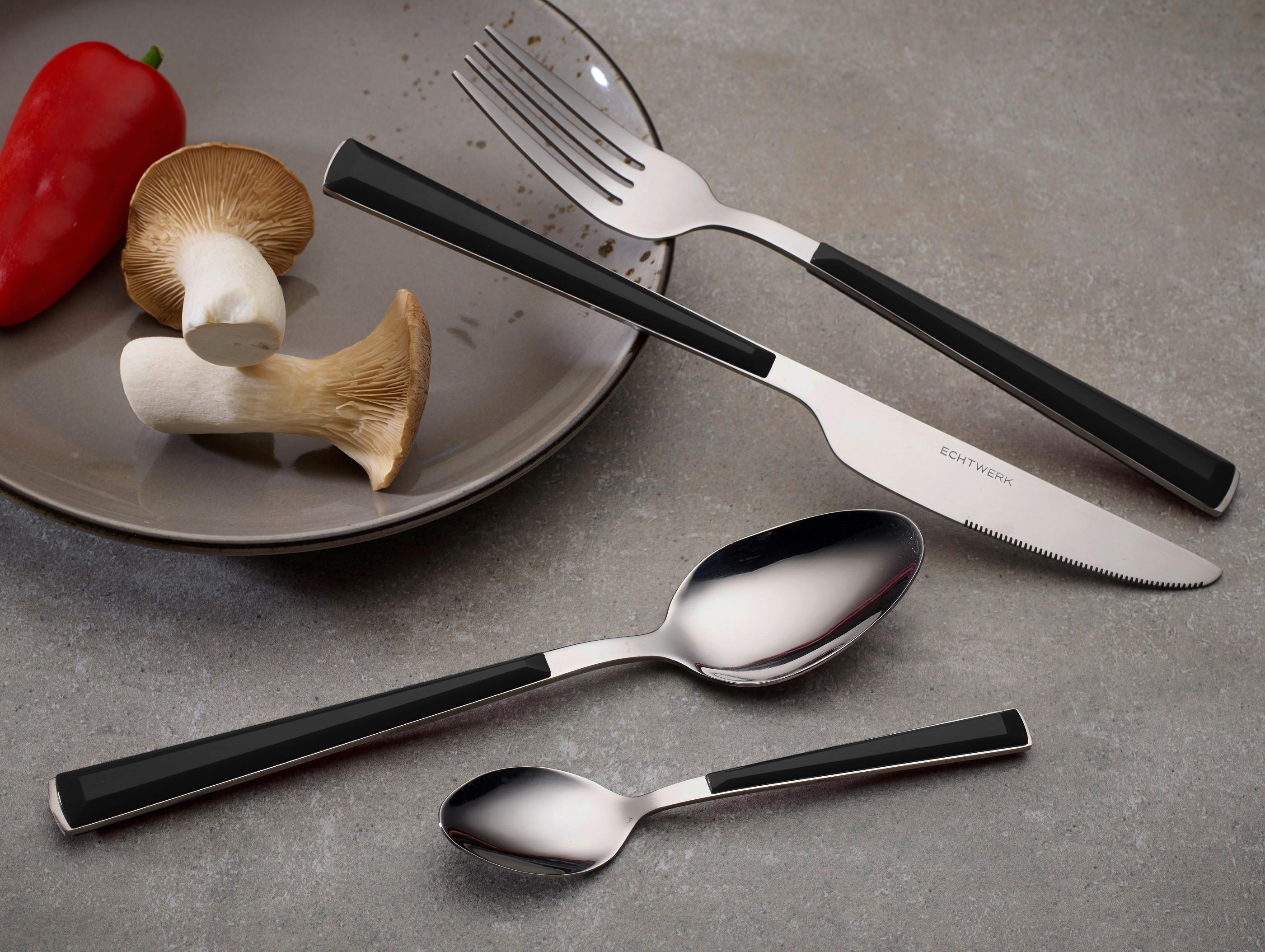 Besteckset 16-teilig Für 4 Personen - Silberfarben/Schwarz, Basics, Metall - Echtwerk