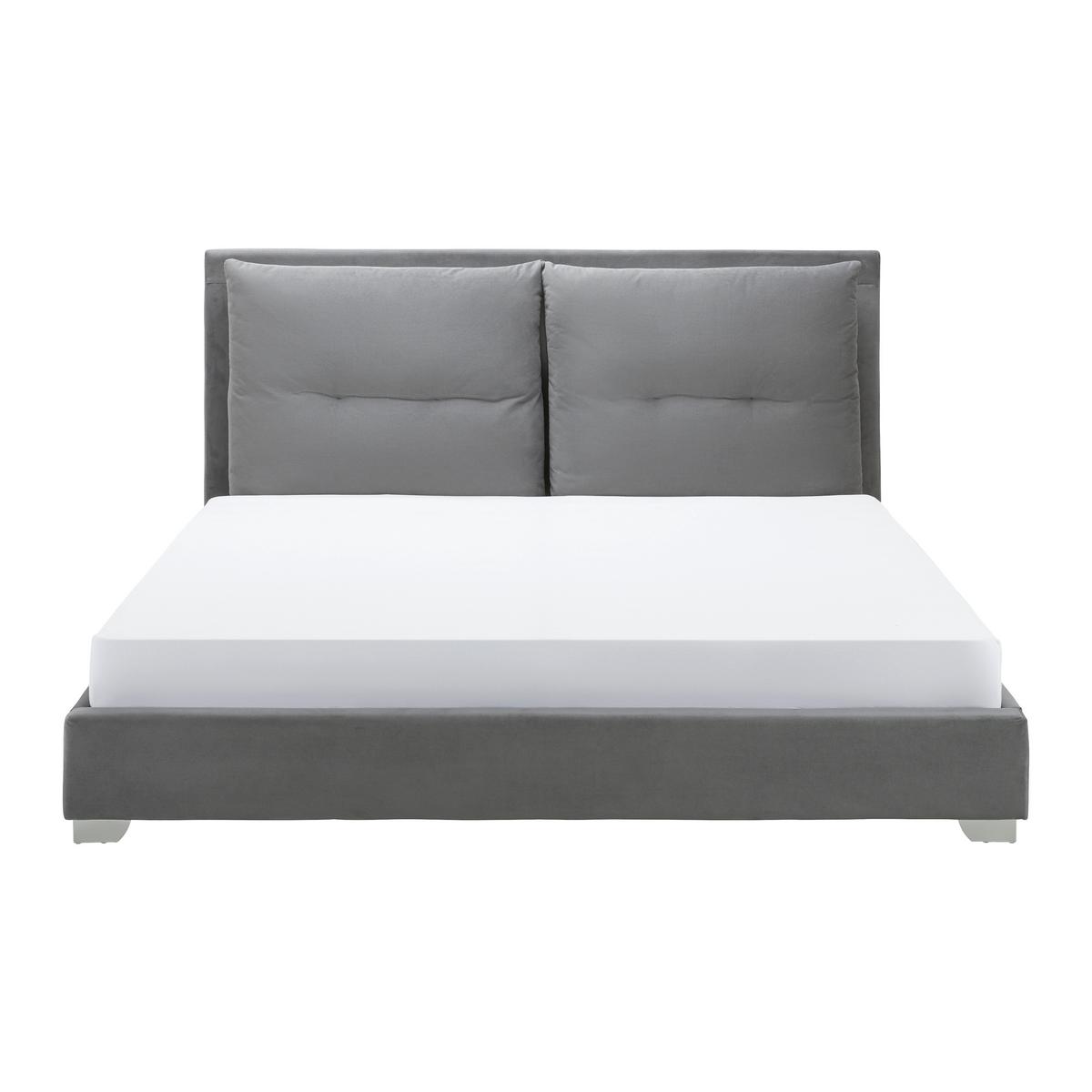 Čalouněná postel LUISA, 180x200, tmavě šedá - tmavě šedá/barvy chromu, Moderní, kov/dřevo (180/200cm) - Livetastic