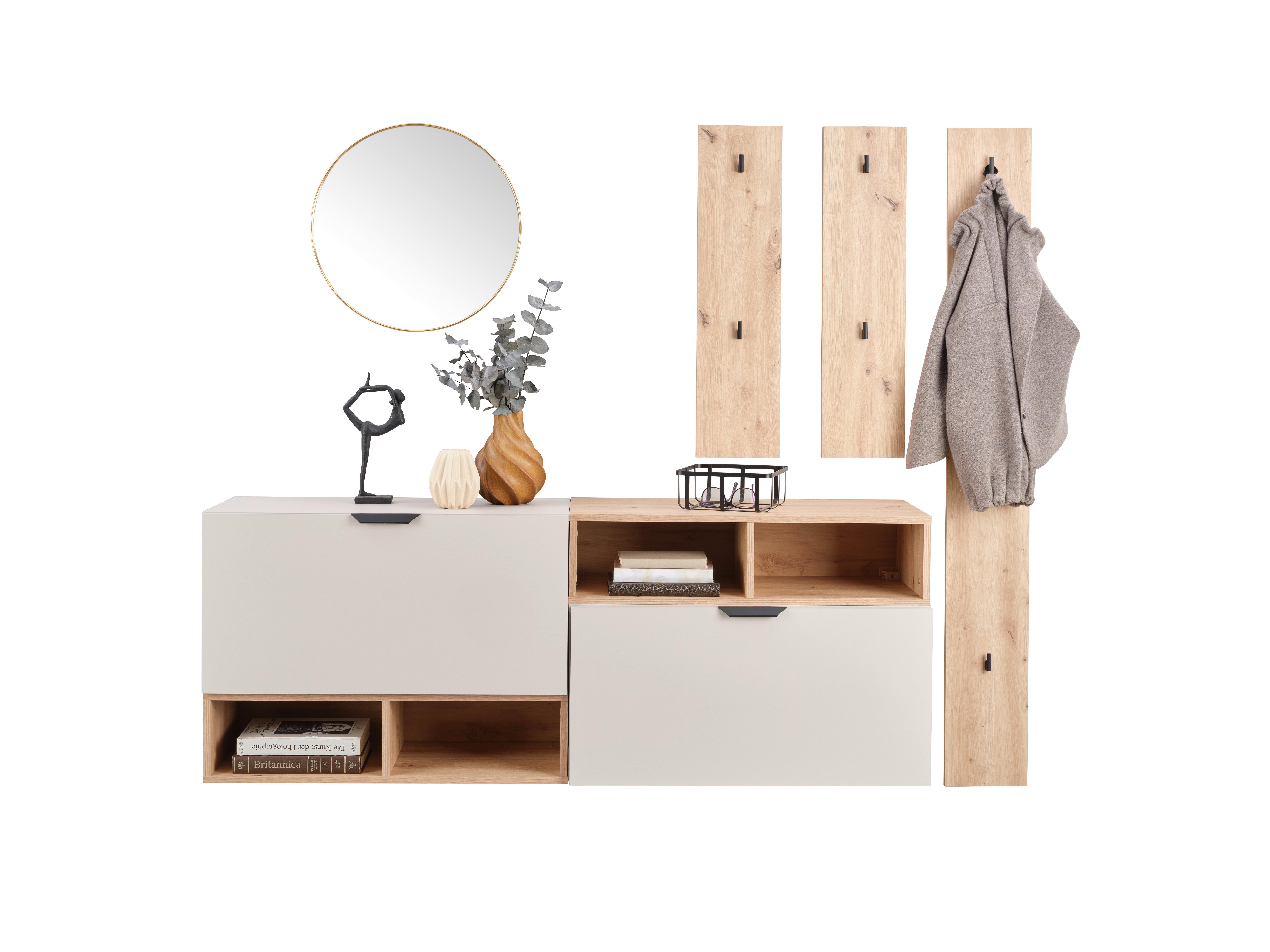 Garderobe Ciao Kaschmir/Eiche Dekor 3--Teilig - Kaschmir/Eiche Artisan, MODERN, Holzwerkstoff (180/160/37,6cm)