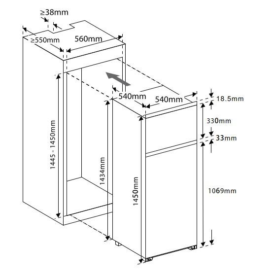 Kühl-Gefrier-Kombination Ekhtmfse - Weiß, Basics, Glas/Kunststoff (54/145/54cm) - Mican