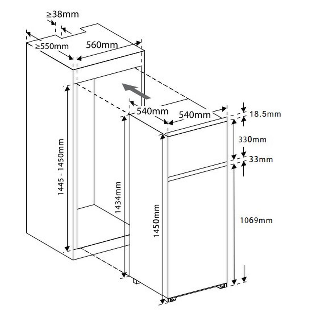 Kühl-Gefrier-Kombination Ekhtmfse - Weiß, Basics, Glas/Kunststoff (54/145/54cm) - Mican
