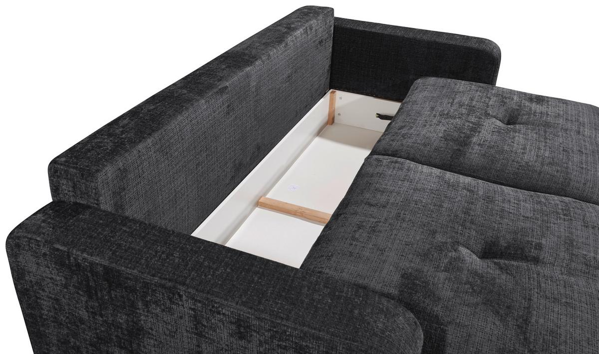 Schlafsofa Bullet Schwarz B: 235 Cm - Schwarz, KONVENTIONELL, Textil (235/88/120cm) - MID.YOU