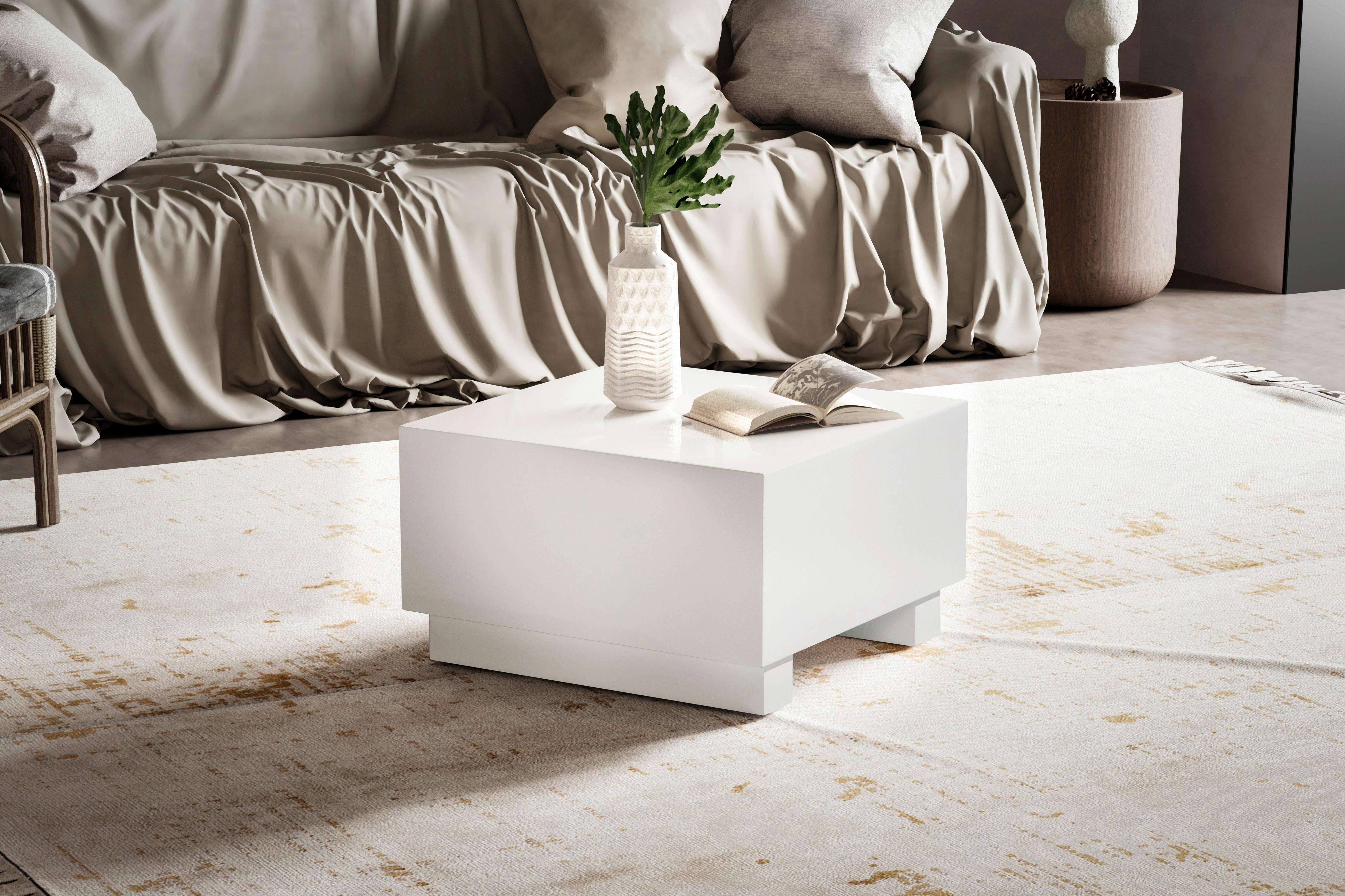 KONFERENČNÝ STOLÍK MONOBLOC - biela s vysokým leskom, Lifestyle, kompozitné drevo (60/60/35cm) - Livetastic