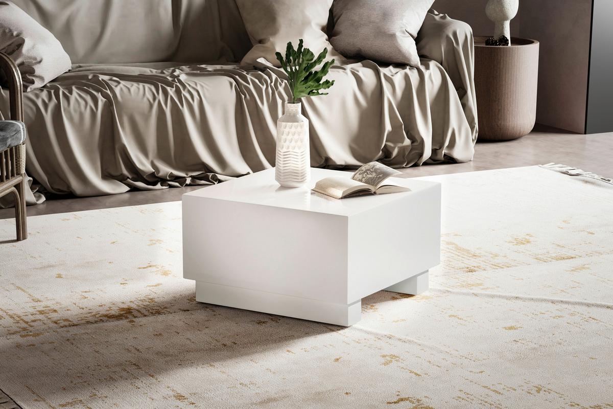 KONFERENČNÝ STOLÍK MONOBLOC - biela s vysokým leskom, Lifestyle, kompozitné drevo (60/60/35cm) - Livetastic