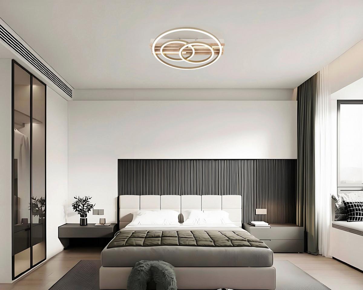 LED-DECKENLEUCHTE CELAL - Champagner/Eichefarben, Basics, Holzwerkstoff/Kunststoff (42/40/7cm) - Luca Bessoni