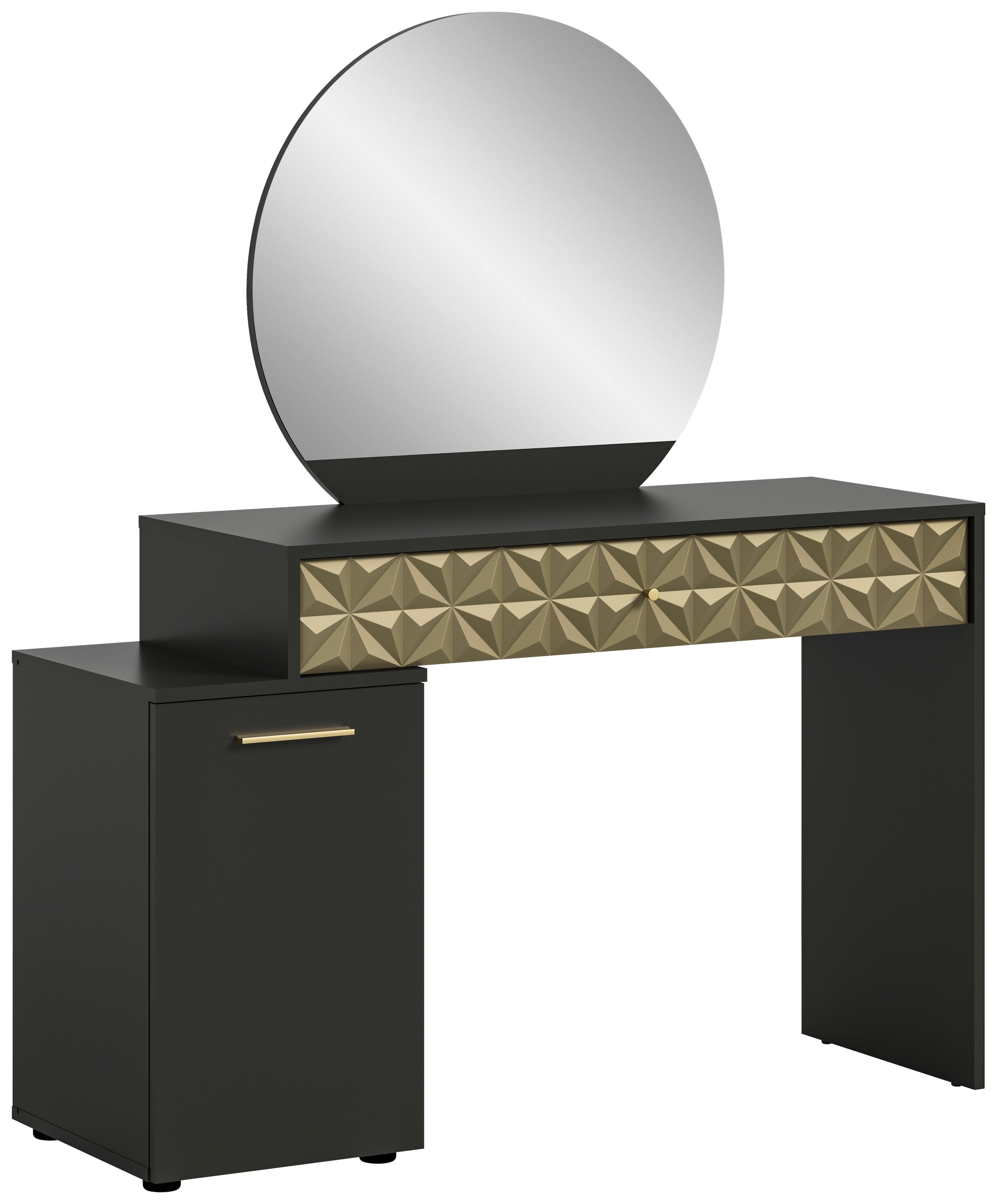 Schminktisch Prisma - Goldfarben/Schwarz, Design, Holzwerkstoff (117/42/138cm) - MID.YOU
