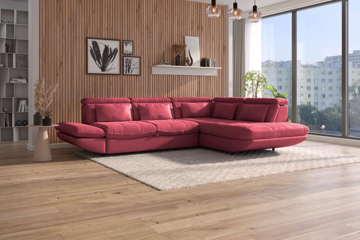 Ecksofa mit Schlaffunktion + Park Koralle 311 X 233 cm - Koralle/Schwarz, MODERN, Textil (311/233cm) - Luca Bessoni
