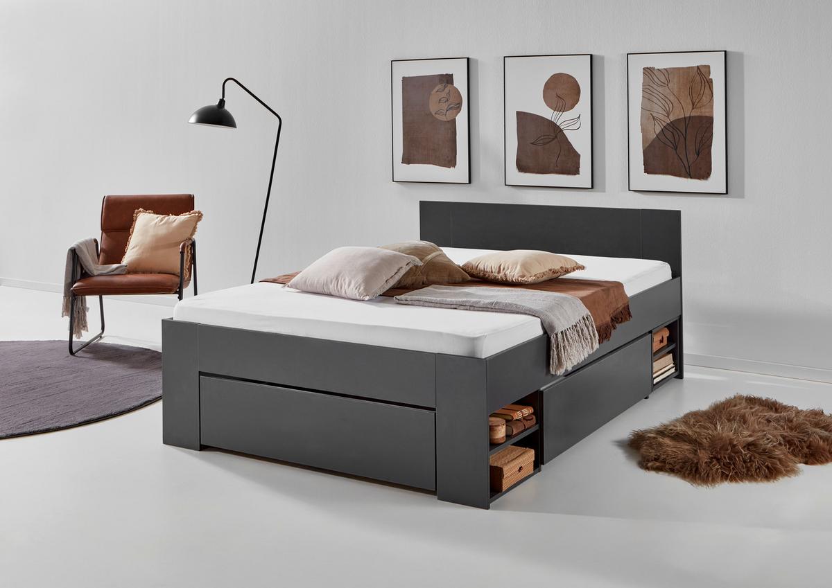 Ágykeret Azurro 140/200 Cm - antracit, Modern, faalapú anyag (140/200cm)