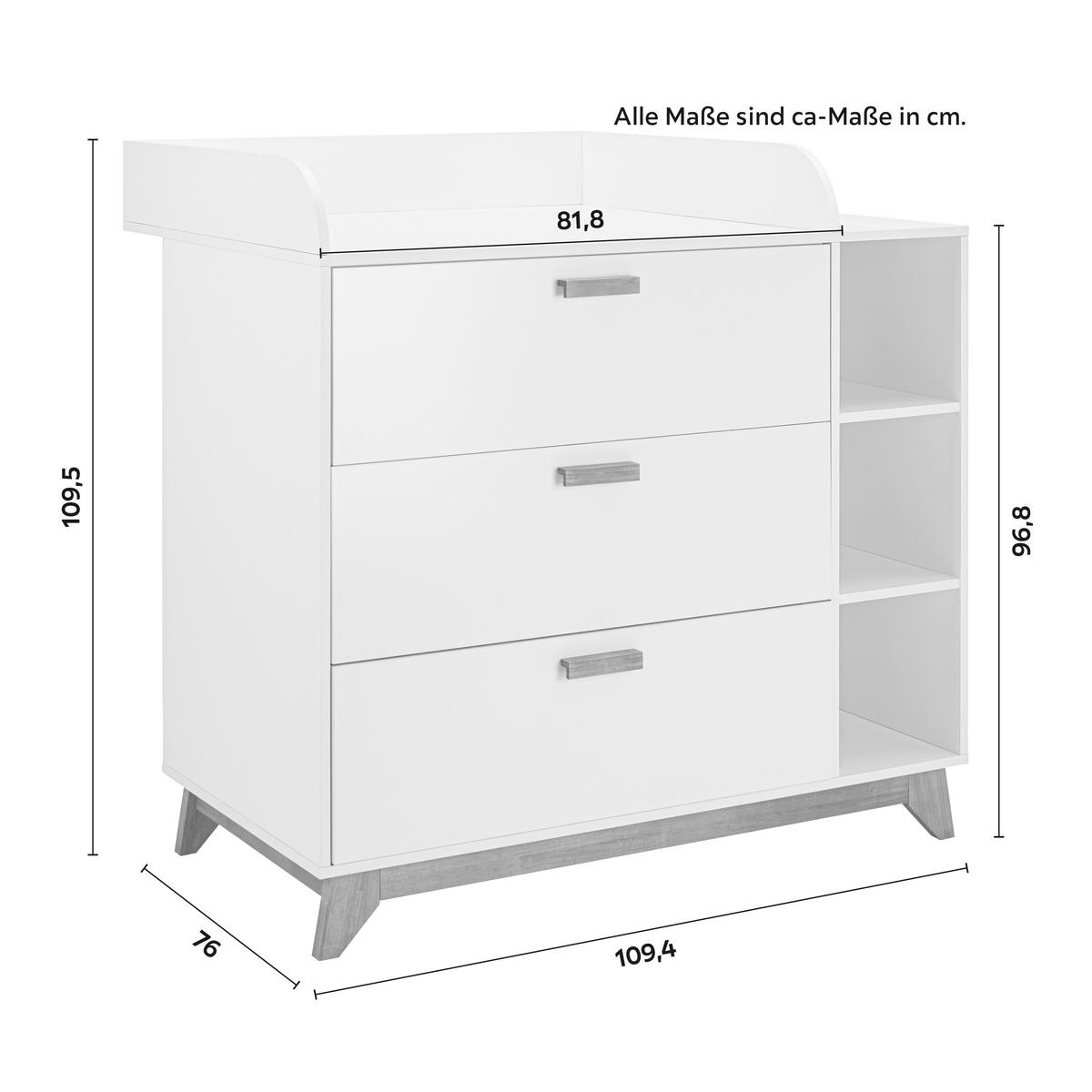 Přebalovací komoda MILAN - bílá, Moderní, dřevo (109,4/109,5/76cm) - Modern Living