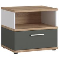 Noční stolek TWENTY dekor bílá/grafit/dub - bílá/barvy dubu, Moderní, kompozitní dřevo/plast (50/45/40cm) - Modern Living
