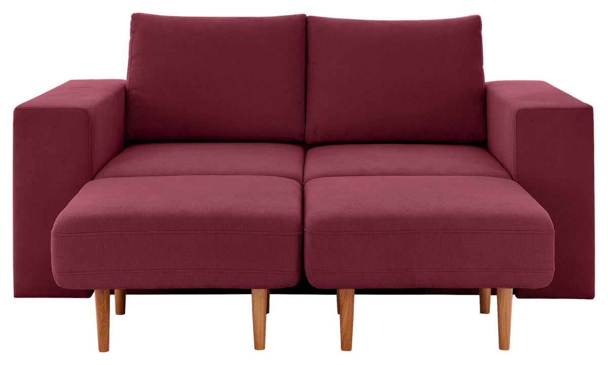 4-Sitzer-Sofa Looks Rot/Beere - Eichefarben/Beere, Design, Textil (252/96/107cm) - LOOKS by W.Joop