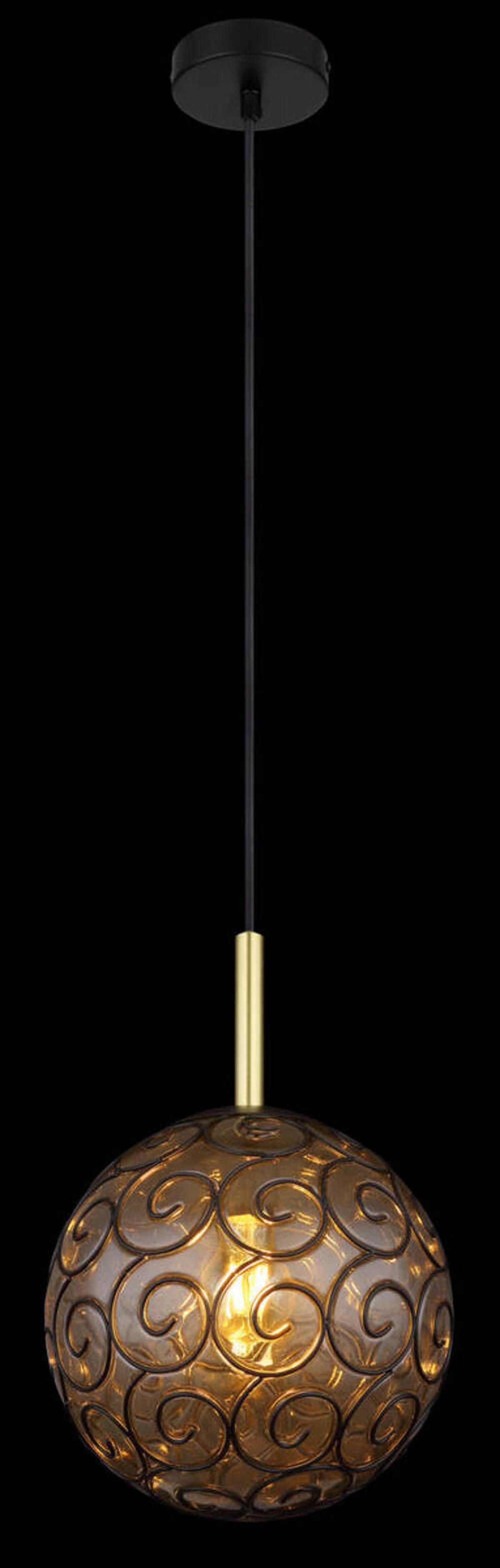 Hängeleuchte 15659h - Goldfarben/Schwarz, KONVENTIONELL, Kunststoff/Metall (25/120cm) - Globo