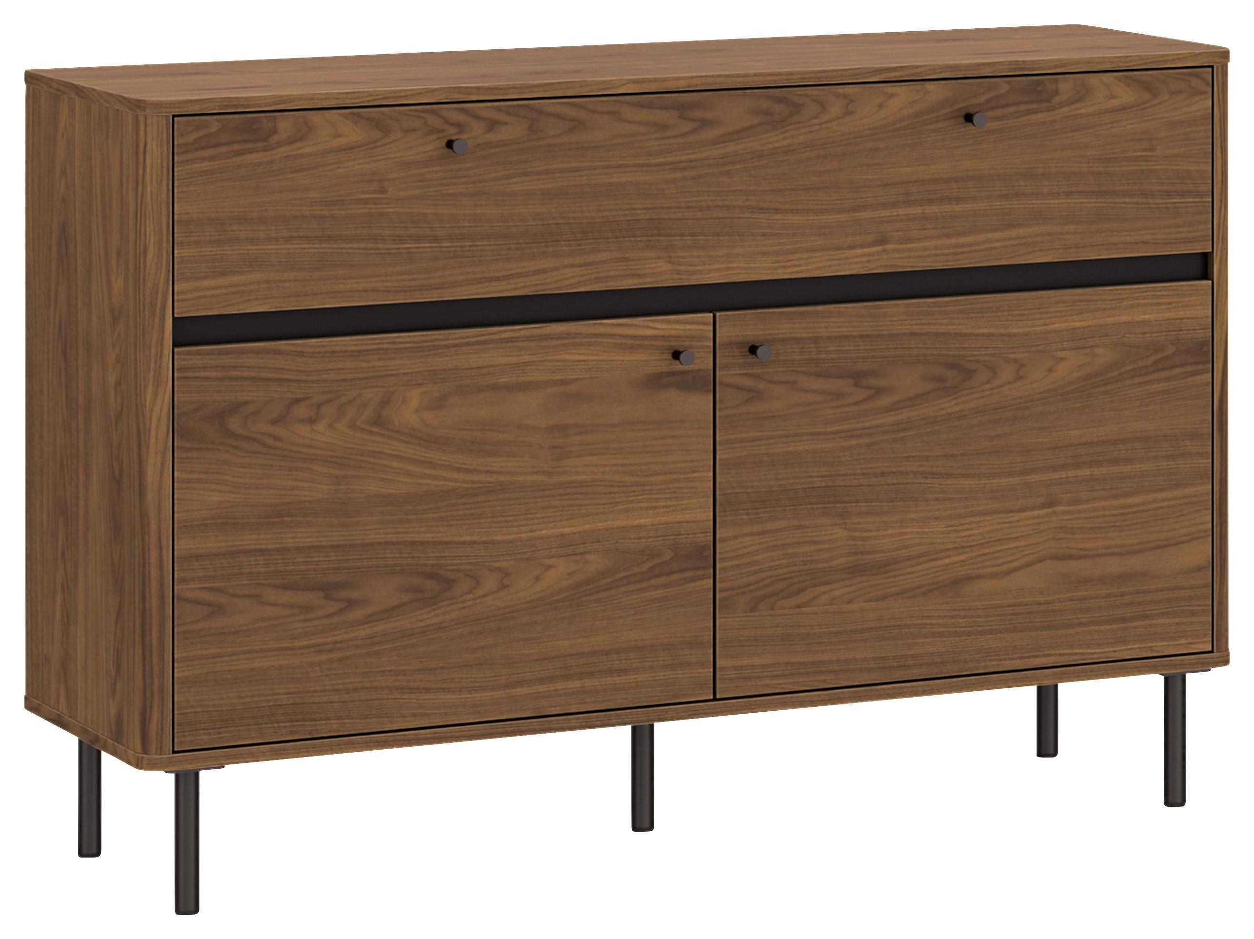 Sideboard Revillo Schwarz/Nussbaumfarben B:120cm - Nussbaumfarben/Schwarz, Basics, Holzwerkstoff (120/81/40cm)