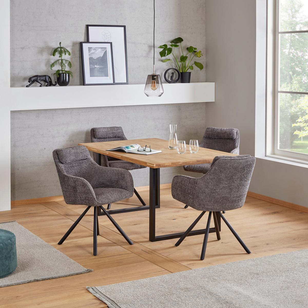 Armlehnstuhl Dream Grau Gepolstert - Schwarz/Grau, MODERN, Holz/Textil (59/88/64cm) - MID.YOU