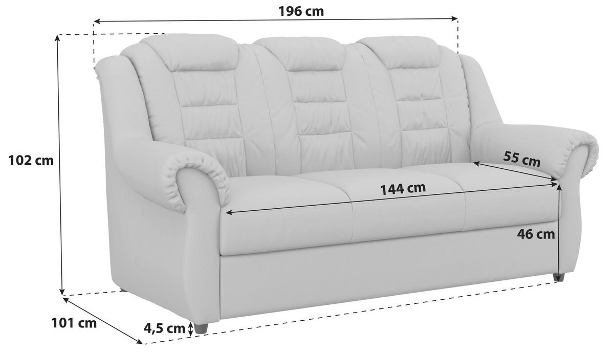 3-sitzer-sofa Boston Hellbraun Lederlook - Hellbraun/Schwarz, KONVENTIONELL, Textil (196/102/101cm) - Livetastic