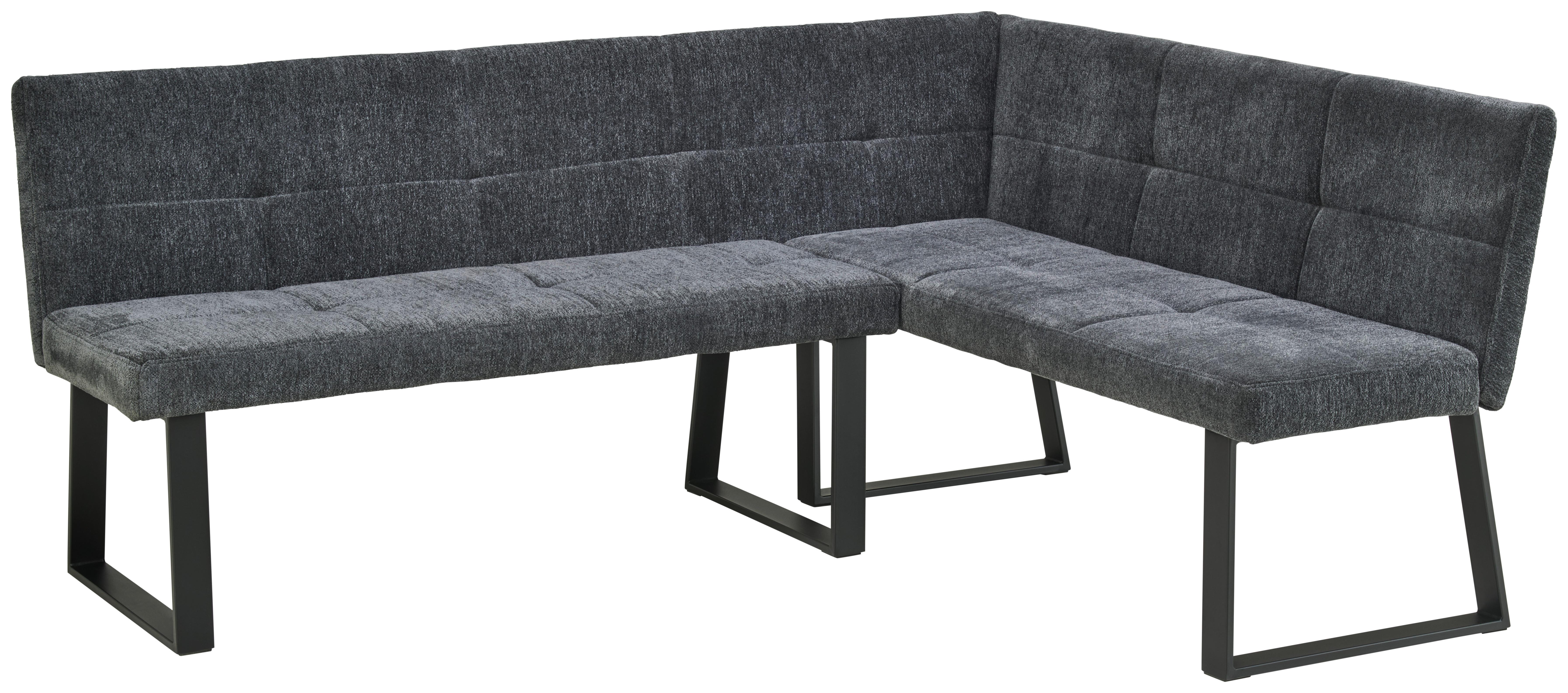 Eckbank Rico Dunkelgrau, Schenkel 152x191cm - Dunkelgrau/Schwarz, LIFESTYLE, Textil/Metall (152/191cm) - MID.YOU