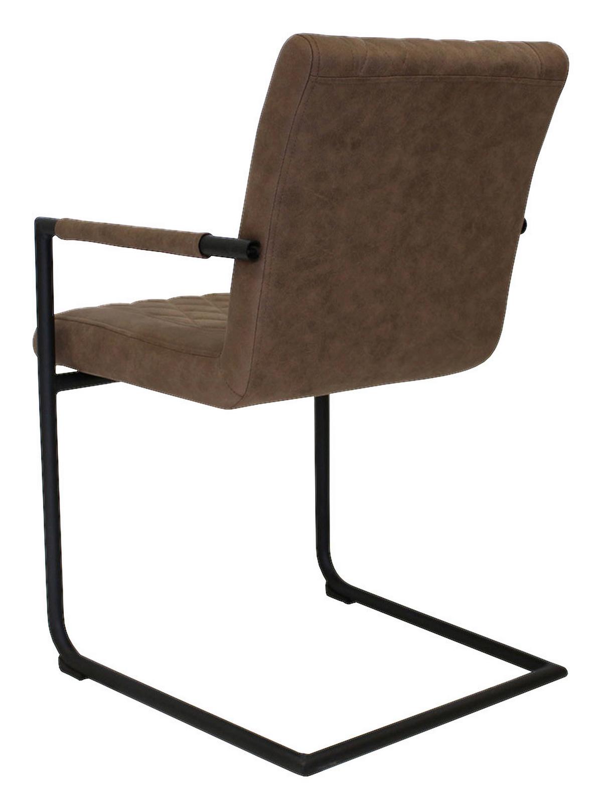 Armlehnstuhl Damian Taupe Gepolstert 2er-Set - Taupe/Schwarz, LIFESTYLE, Textil/Metall (52/88/63cm) - MID.YOU