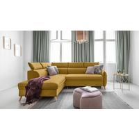 Rozkládací sedačka Simone, levé provedení - přírodní barvy/hořčicově žlutá, Moderní, dřevo/textil (253/82/95/208cm)