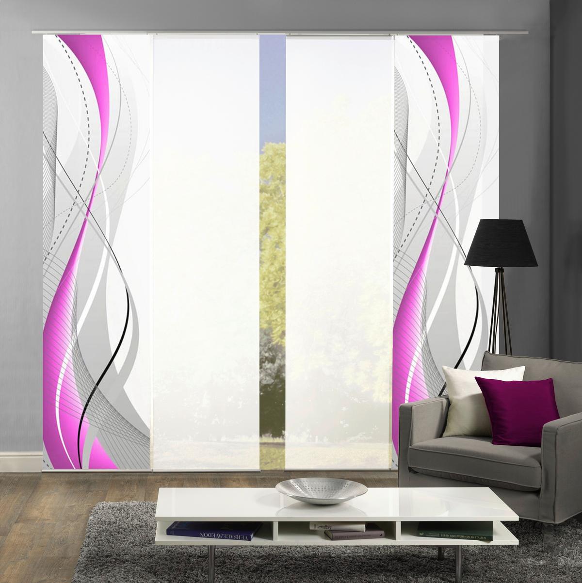 Flächenvorhang 4er Set Carlisle - Beere/Brombeere, Design, Textil (60/245cm) - Schmidt W. Gmbh