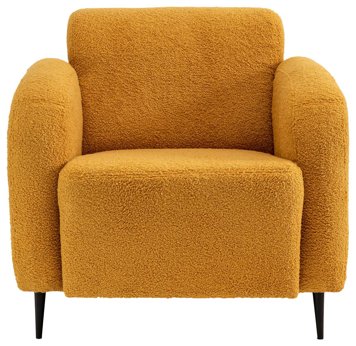 Polstersessel Mit Armlehnen Marone Gelb Teddystoff - Gelb/Schwarz, MODERN, Textil (85/76/90cm) - Livetastic