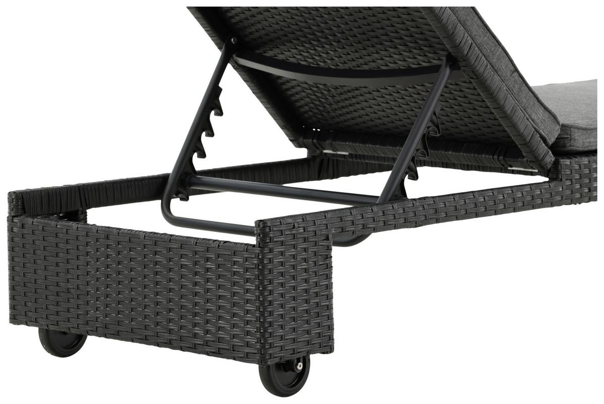 Sonnenliege London Kunststoff verstellbar - Schwarz, KONVENTIONELL, Kunststoff (60/32/196cm) - Gardenson