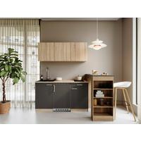 Miniküche Ingrid Grau/Eichefarben B: 150cm - Eichefarben/Grau, Design, Holzwerkstoff (150cm) - Respekta