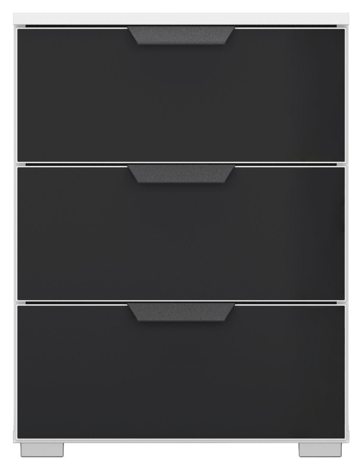 Nachtkästchen Artemis Weiß/anthrazit, H: 62cm - Anthrazit/Alufarben, MODERN, Glas/Holzwerkstoff (47/62/42cm) - Rauch Möbel