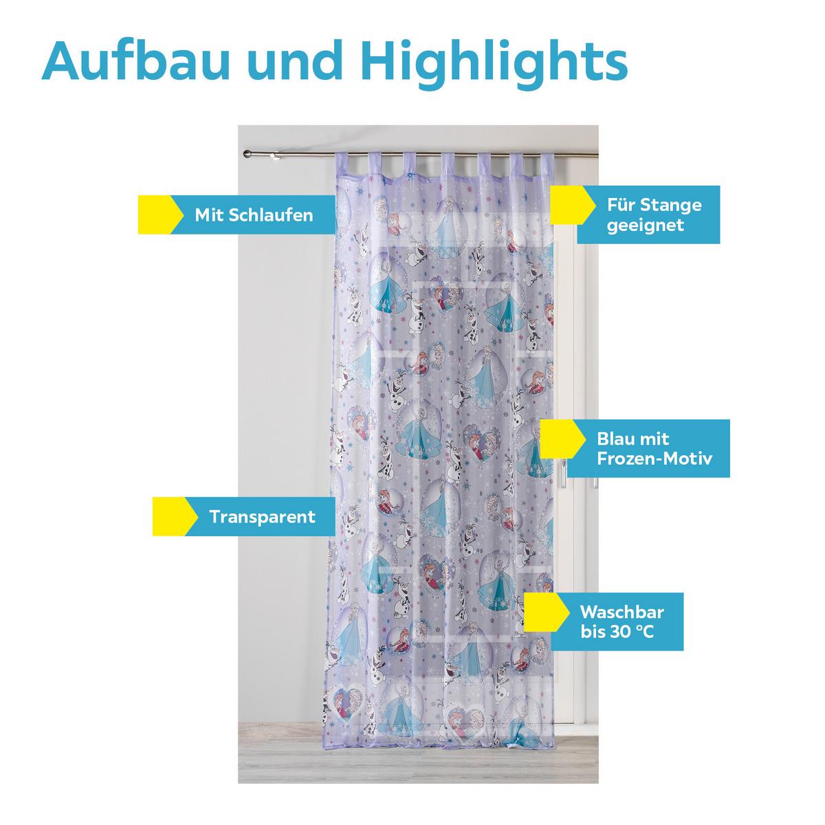 Vorhang Mit Schlaufen Frozen 140x250 Cm Hellblau - Hellblau, LIFESTYLE, Textil (140/250cm) - Disney